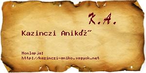 Kazinczi Anikó névjegykártya